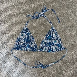 Blue Floral String Bikini Top